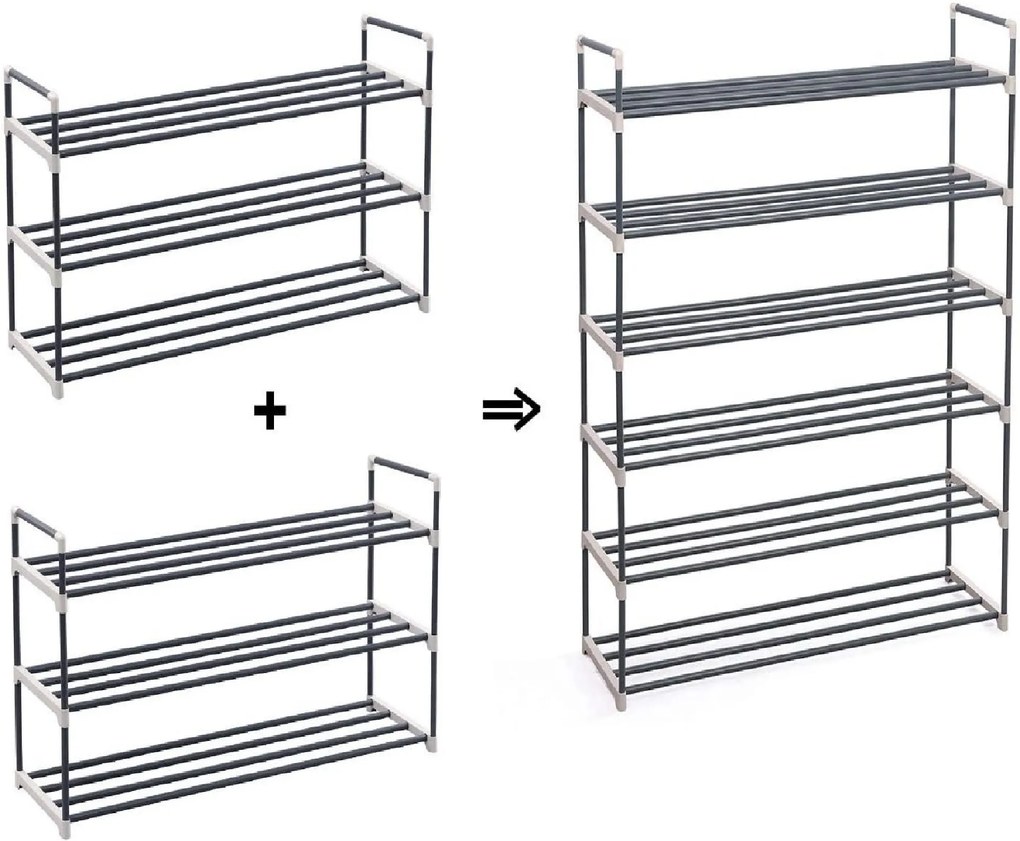 Raft pentru pantofi cu 3 etajere 15 perechi Gri