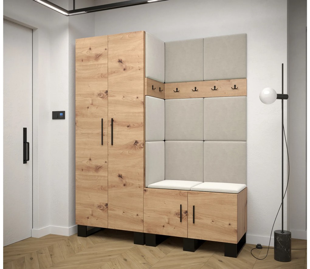 Set mobilier pentru hol Amanda 2 (Stejar artisan + bej). 1085866