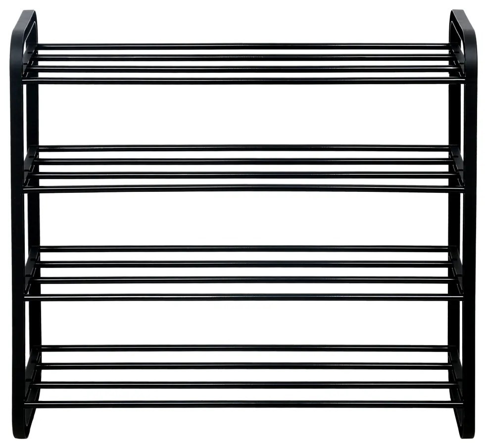 Pantofar, 4 rafturi, negru, metal plastic 61 cm, 58 cm, 23 cm, negru