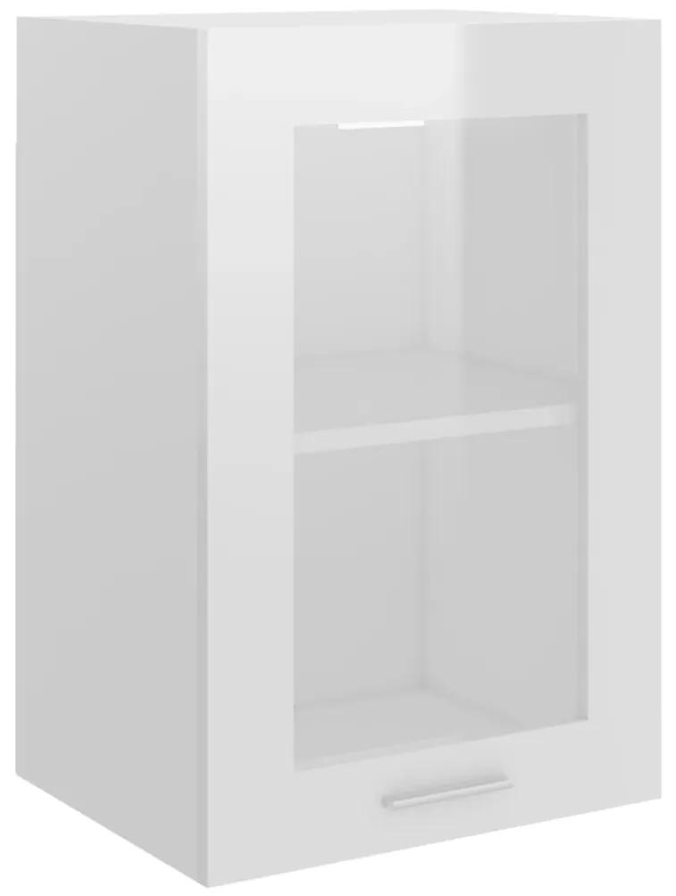 802510 vidaXL Dulap de sticlă suspendat, alb extralucios, 40x31x60 cm, PAL