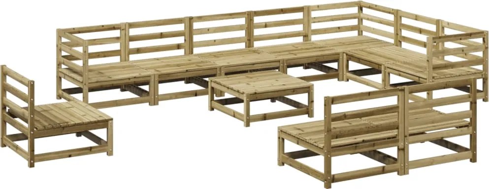 vidaXL Set canapea de grădină, 11 piese, lemn de pin tratat