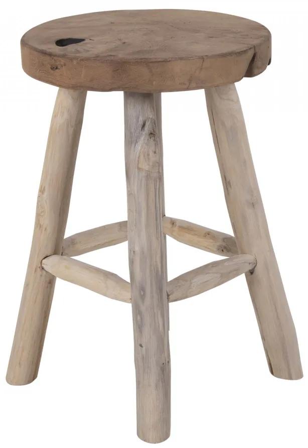 Taburet / Scaun bej din lemn cu 4 picioare Badia