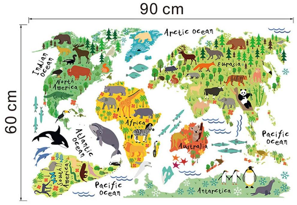 Autocolant de perete "Harta colorată a lumii 2" 95x73 cm