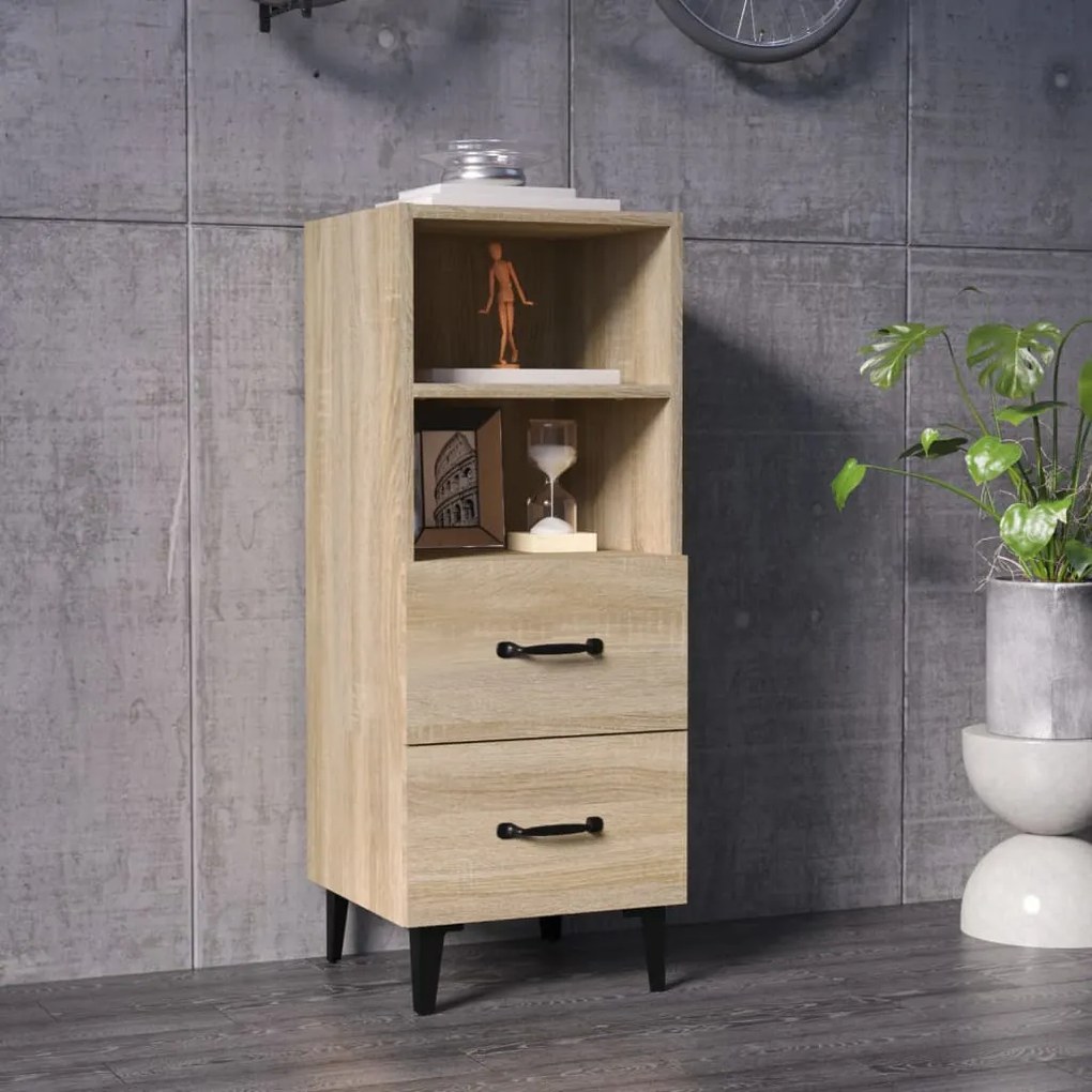 812369 vidaXL Servantă, stejar sonoma, 34,5x34x90 cm, lemn compozit