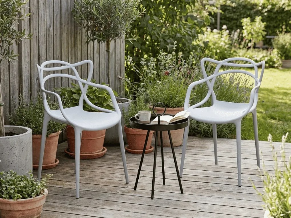 Set de gradina KATO SIRVON - 2 scaune si masa rotunda, negru/gri deschis