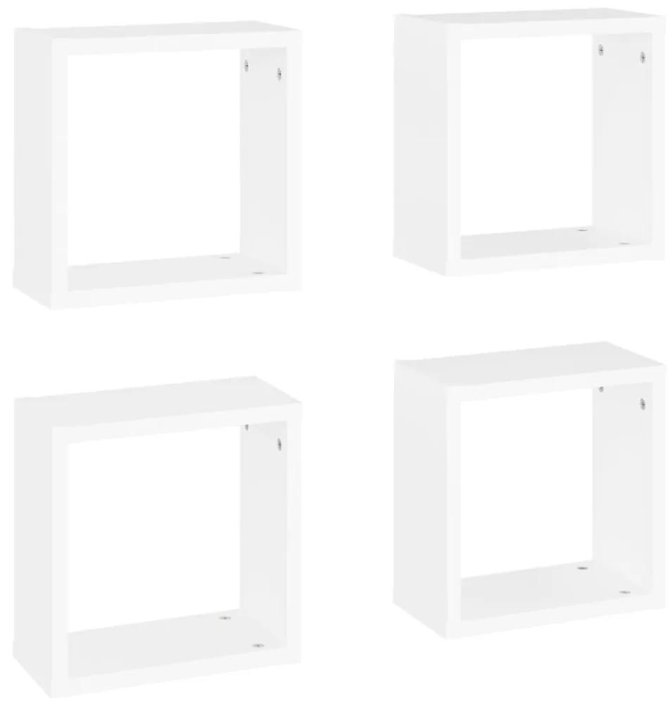 806999 vidaXL Rafturi de perete în formă de cub, 4 buc., alb, 30x15x30 cm