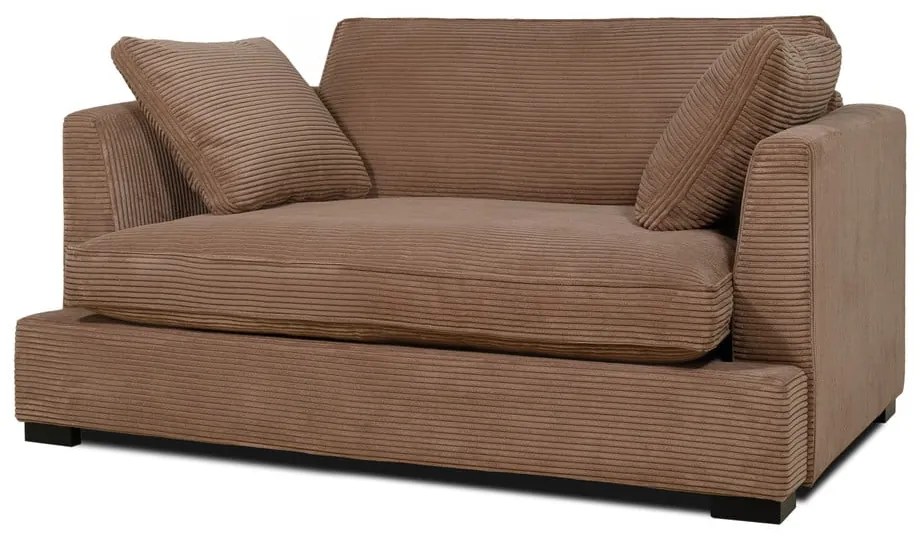 Canapea maro deschis cu tapițerie din catifea reiată 132 cm Mobby – Scandic