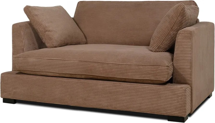 Fotoliu maro deschis cu tapițerie din catifea reiată Mobby – Scandic