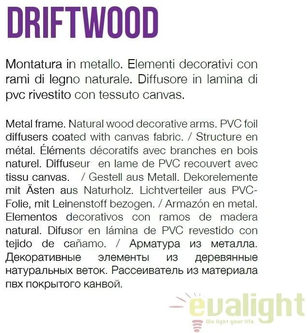 Lampadar design deosebit din lemn natur DRIFTWOOD PT2 180946