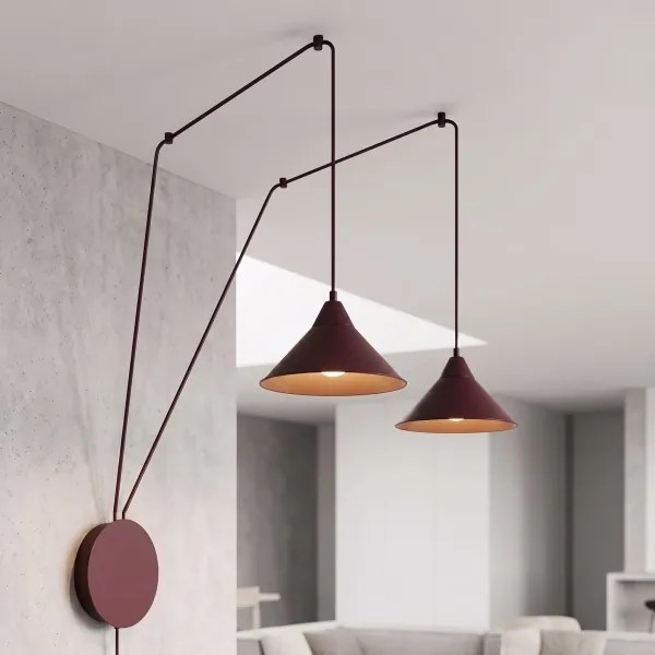 Lustră pe cablu ABRAMO 2xE27/15W/230V roșie