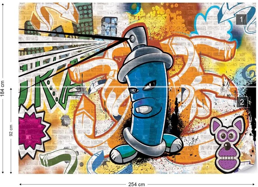 Fototapet GLIX - Graffiti Street Art Blue + adeziv GRATUIT Tapet nețesute - 254x184 cm