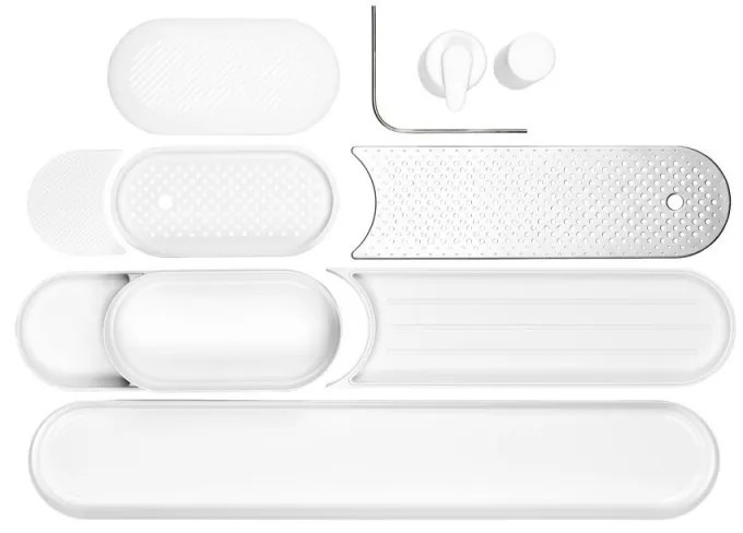 Organizator chiuveta Brabantia SinkStyle 1008497, 4 piese, Finisaj mineral, Rezistent la coroziune, Alb