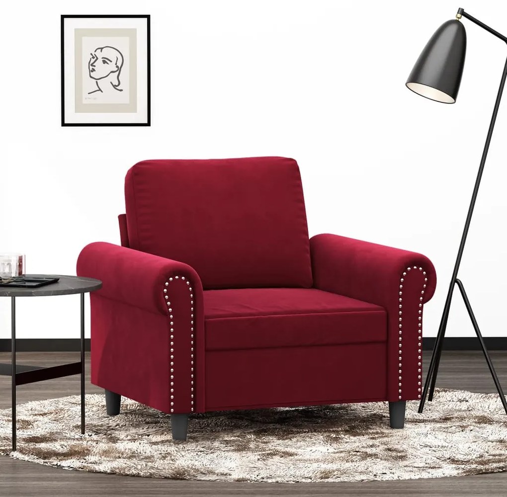 349141 vidaXL Canapea de o persoană, roșu vin, 60 cm, catifea