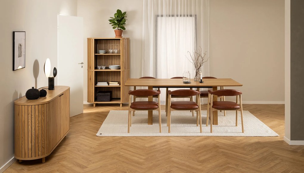 MAZZONI EXPORT ADELE piele ecologica Retro Brandy 691B/cadru Stejar Natural - SCAUN DIN LEMN PENTRU SALON SUFRAGERIE BUCĂTĂRIE RETRO