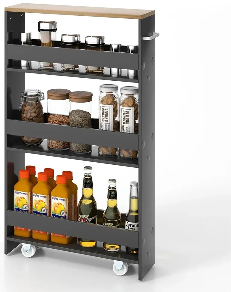 Raft de depozitare pe 4 niveluri, cu rafturi deschise, gri