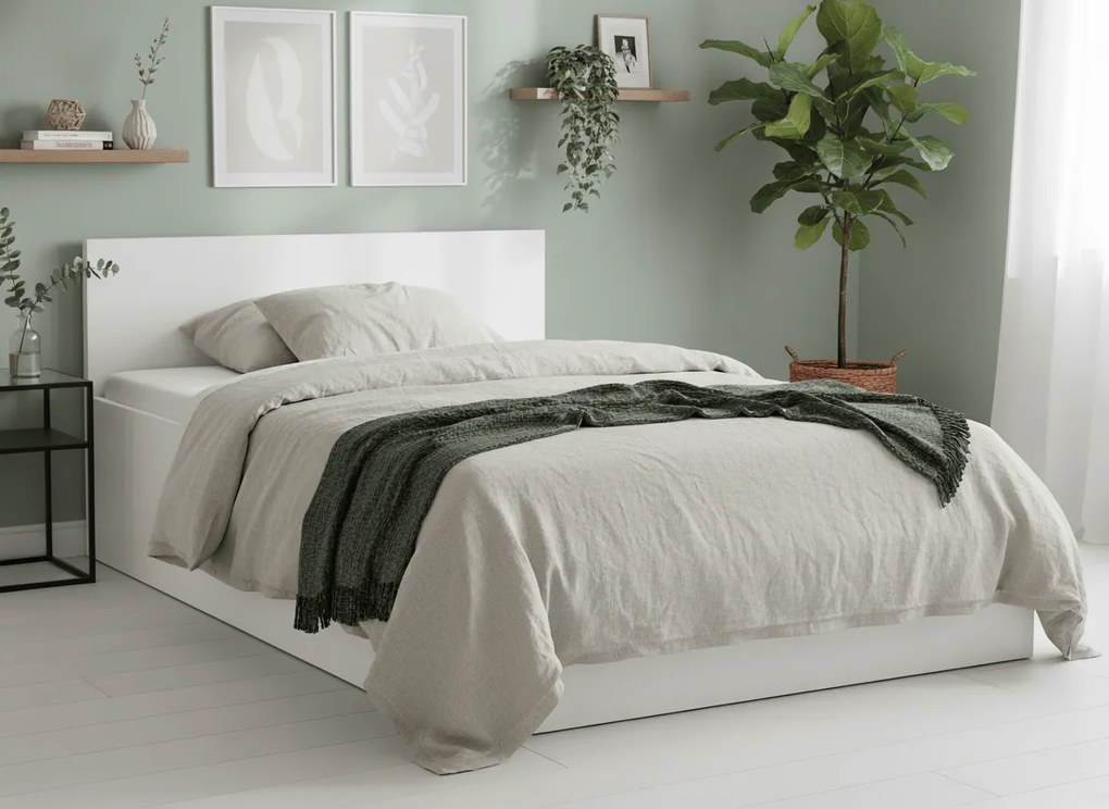 Pat dublu Culoare alb, SOFIA 160 x 200 cm Saltele: Cu saltele Coco Maxi 20 cm, Somiera pat: Cu lamele curbate