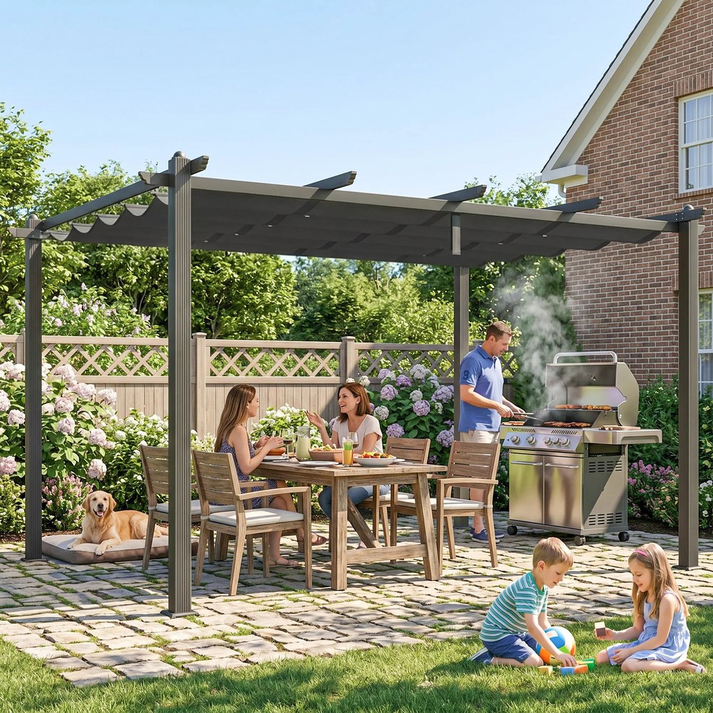 Outsunny Pergola cu Acoperis Retractabil de 3 x 4 (m) | Aosom Romania