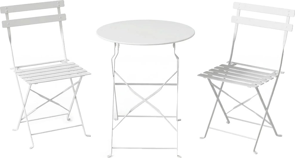 Outsunny Set Bistro Pliabil pentru Exterior cu Masă și 2 Scaune, Alb | Aosom Romania