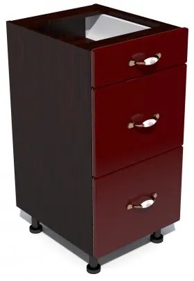 Corp inferior 40 cu 3 sertare metalice pentru greutate Zebra MDF rosu simplu