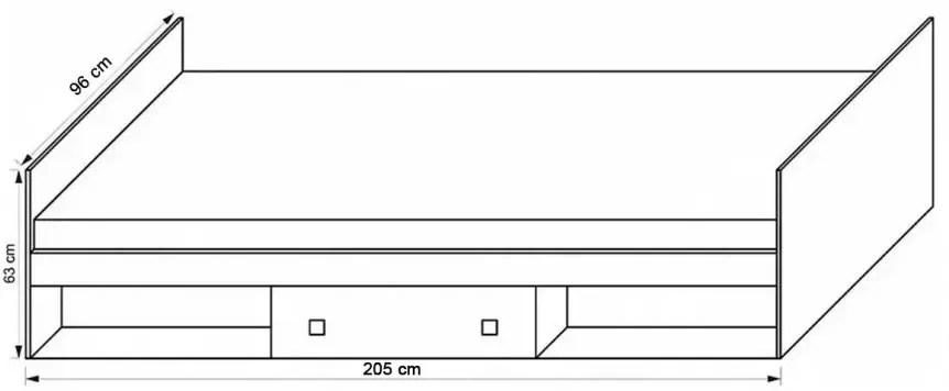 Pat de o persoană 90 cm Torton T20 (cu somieră și sp. depozitare). 606158
