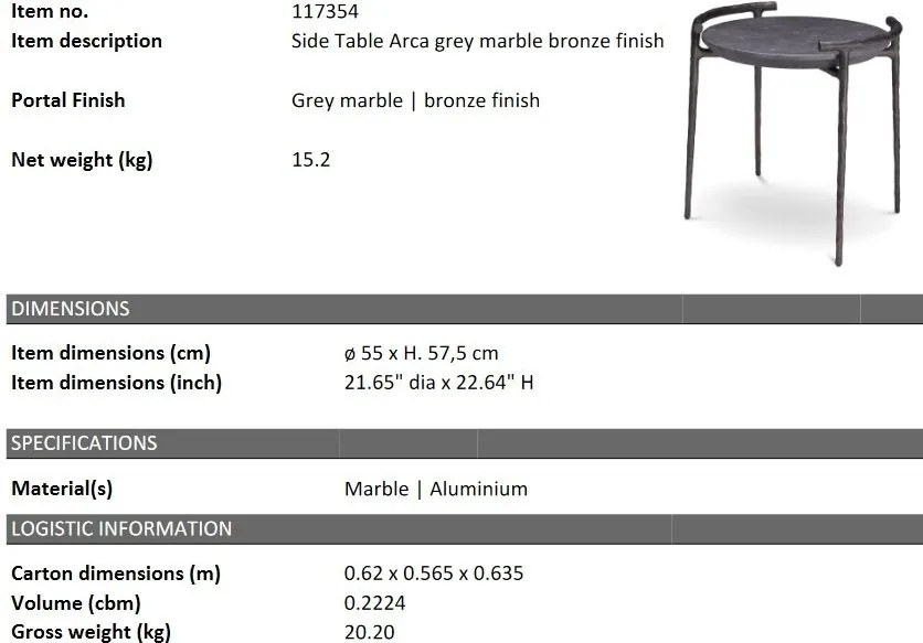 Masuta laterala design LUX cu blat din marmura Arca