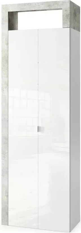Dulap coloana mare LC Mobili Italia Hamburg 64x188 cm finisaj alb lucios/gri beton