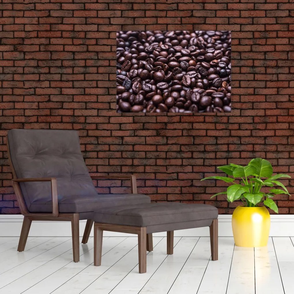 Tablou pe sticlă cu boabe de cafea (70x50 cm)