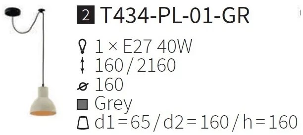 Pendul din ciment design industrial Broni MYT434-PL-01-GR