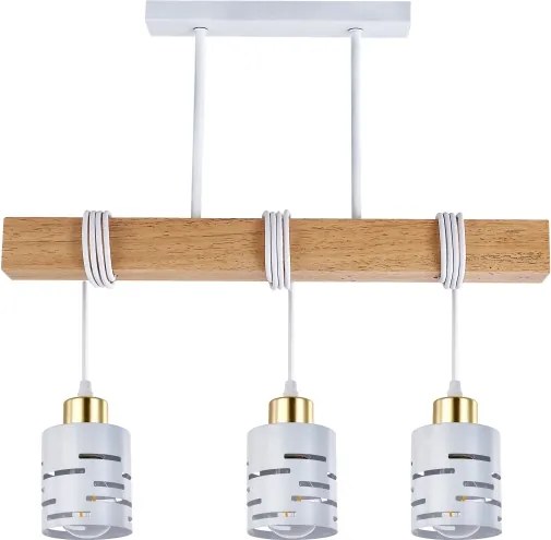 Lustră suspendată pe cablu ELEN 3xE27/35W/230V alb/auriu/maro
