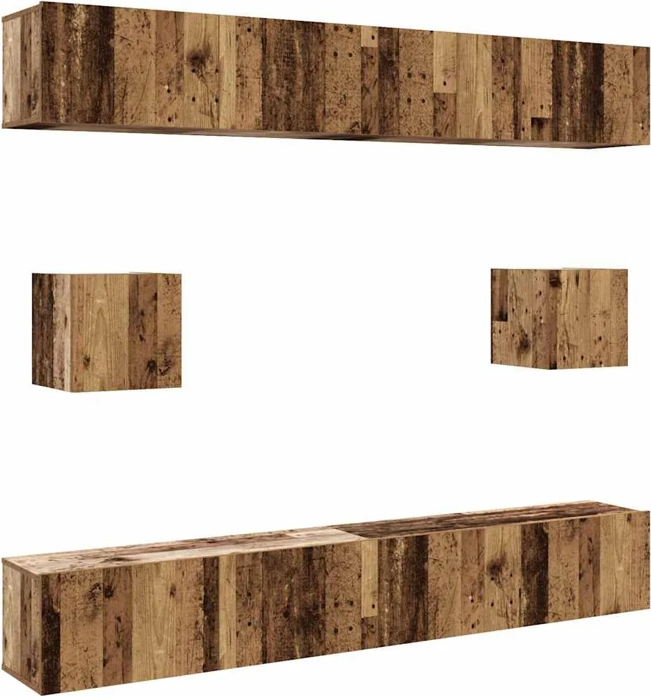 vidaXL Set dulap TV 6 piese montat pe perete lemn vechi lemn prelucrat