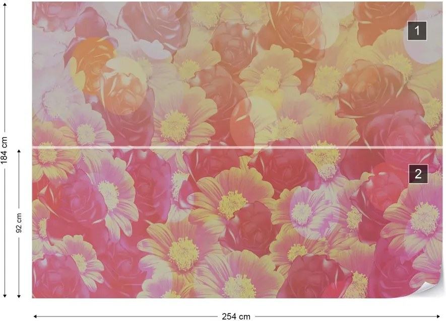 GLIX Fototapet - Pink Orange Flowers Vliesová tapeta  - 254x184 cm