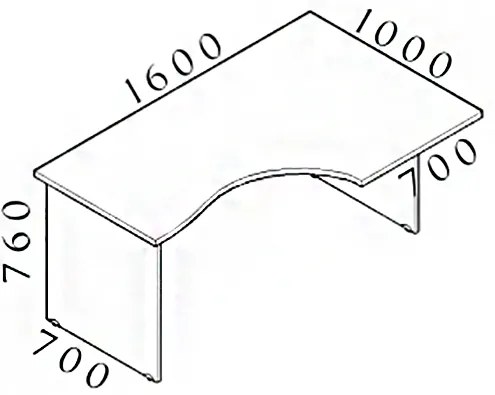 Masa ergonomica Visio 160 x 100 cm, dreapta, nuc
