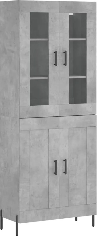 vidaXL Dulap înalt, gri beton, 69,5x34x180, lemn compozit