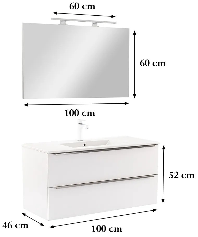 Mobilier complet de baie Vario Trim 100 alb-alb