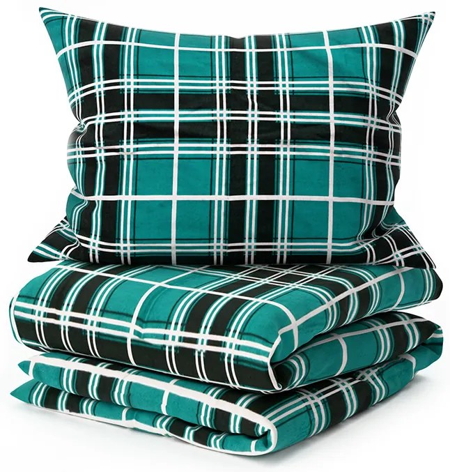 Lenjerie de pat flanelata KOSTKA verde Dimensiune lenjerie de pat: 70 x 90 cm | 140 x 200 cm