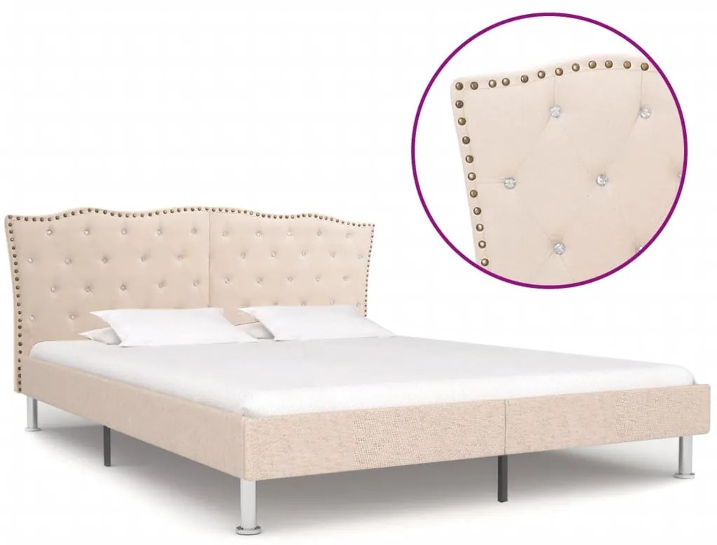280536 vidaXL Cadru de pat, bej, 180 x 200 cm, material textil