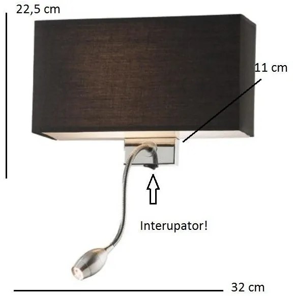 Aplica de perete LED HOTEL AP2 NERO 035956