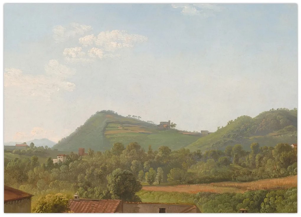 Tablou pe sticlă - Simon Denis,  View Near Naples, reproducere (70x50 cm)