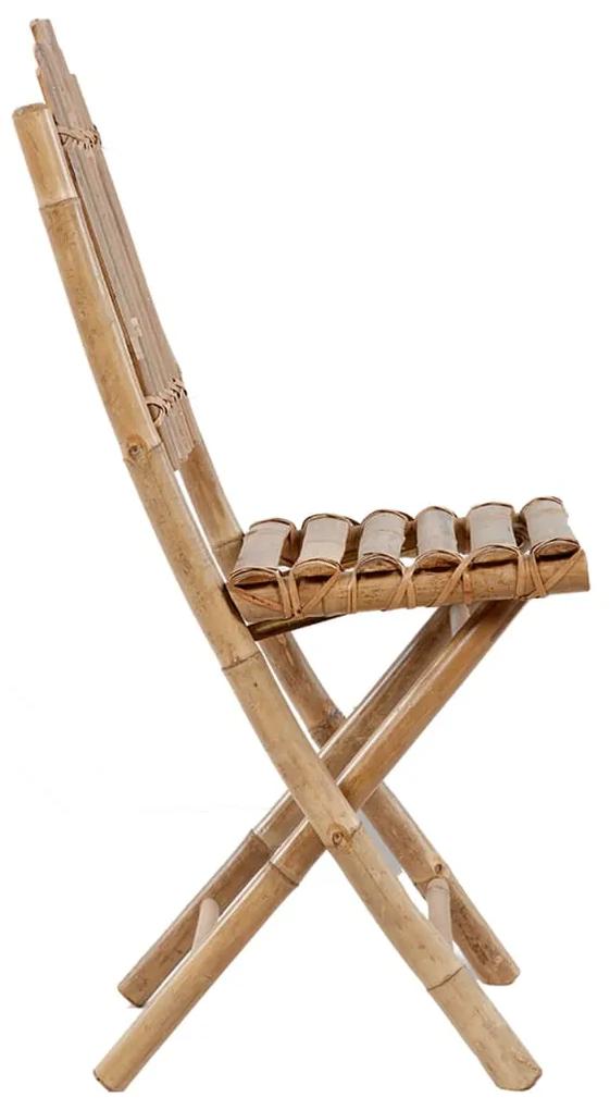 Set mobilier de exterior pliabil, cu perne, 5 piese, bambus Antracit, 40 x 40 x 3 cm, 5