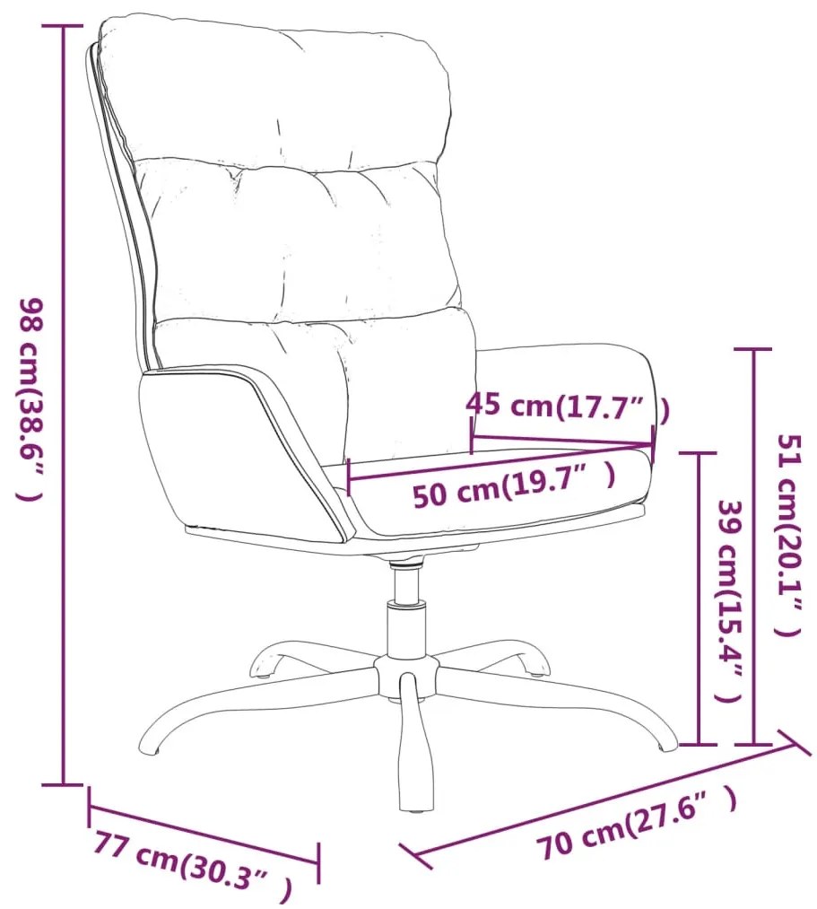 Scaun de relaxare cu taburet, crem, textil Crem