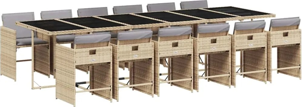 vidaXL Set mobilier grădină cu perne, 13 piese, bej combinat poliratan