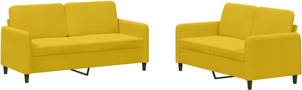 vidaXL Set canapea 2 piese, galben, catifea