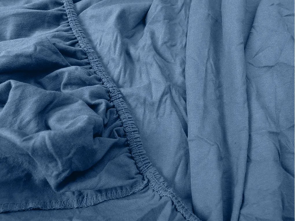 Cearsaf Jersey cu lycra albastru inchis 90 x 200 cm