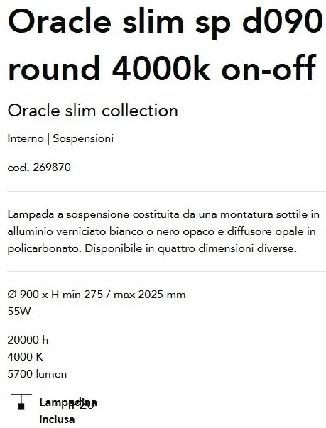 Lustra LED design modern Oracle slim sp d090 round 4000k on-off alb
