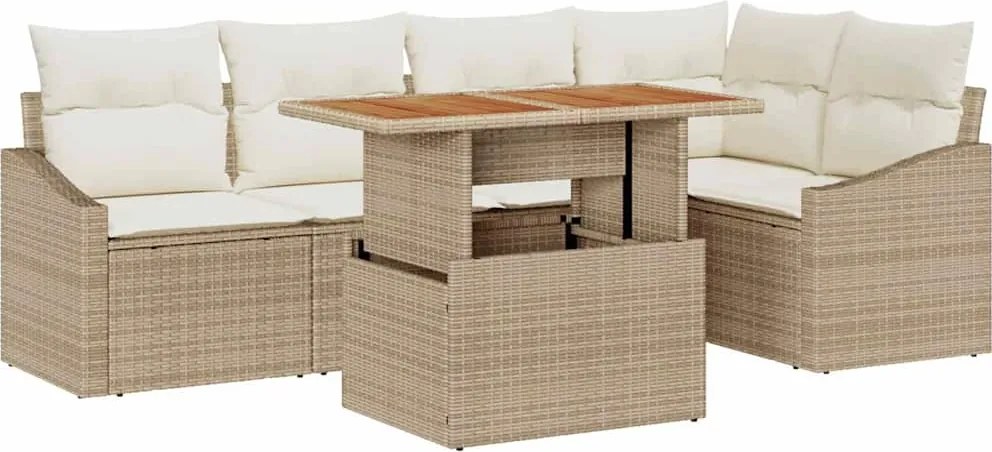 vidaXL Set de canapele pentru grădină 6 pcs Bej Rattan poli