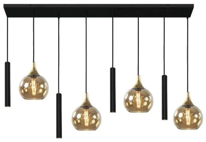 Lustră pe cablu CALYPSO 4xGU10/60W/230V + 4xE27/60W negru/auriu