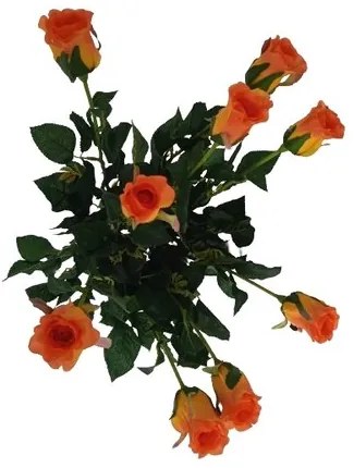 Floare artificială boboc de trandafir portocaliu,64 cm, 9 bucăți