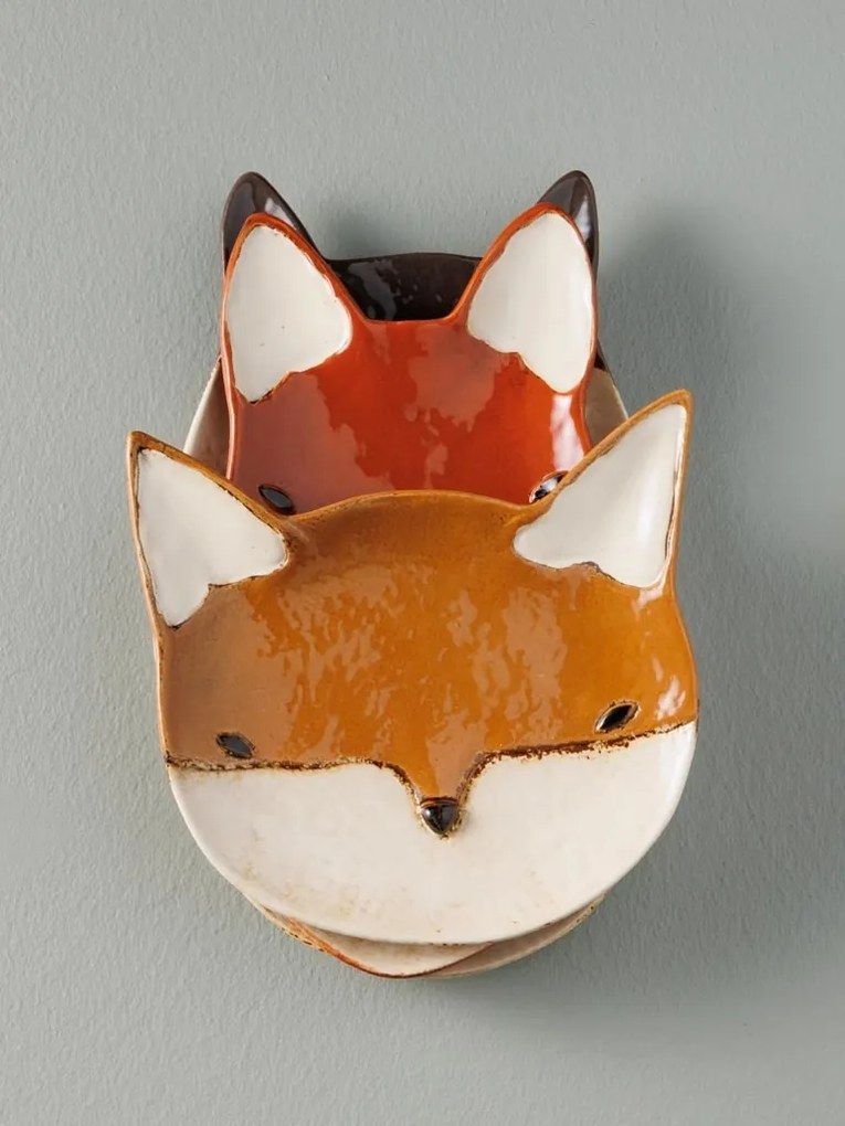 Farfurie din ceramica, portocalie, in forma de vulpe, Fox
