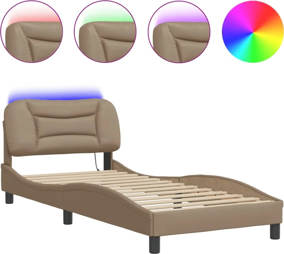 vidaXL Cadru de pat cu LED fără saltea Hvar cappuccino 90x200 cm