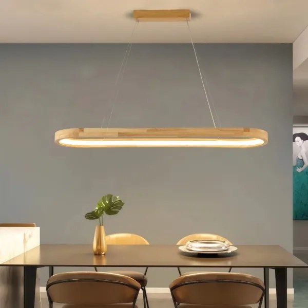 Brilagi - Lustră suspendată pe cablu UMEA WOOD LED/40W/230V 90x22 cm, lemn de cauciuc